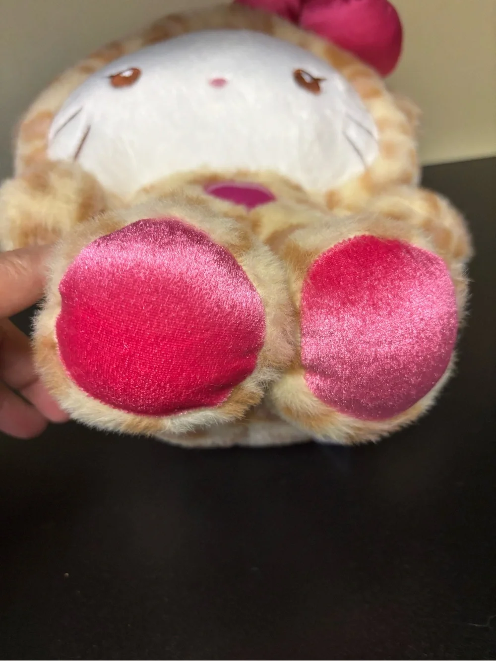Hello Kitty Leopard-Pattern Plush with Hot Pink Bow